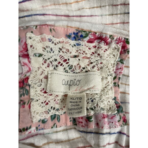 Cupio Blush Women's Sleeveless Top XL Off-White Distressed Stripe Casual Boho - Picture 3 of 15